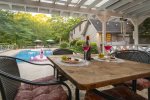 Pool side dining area